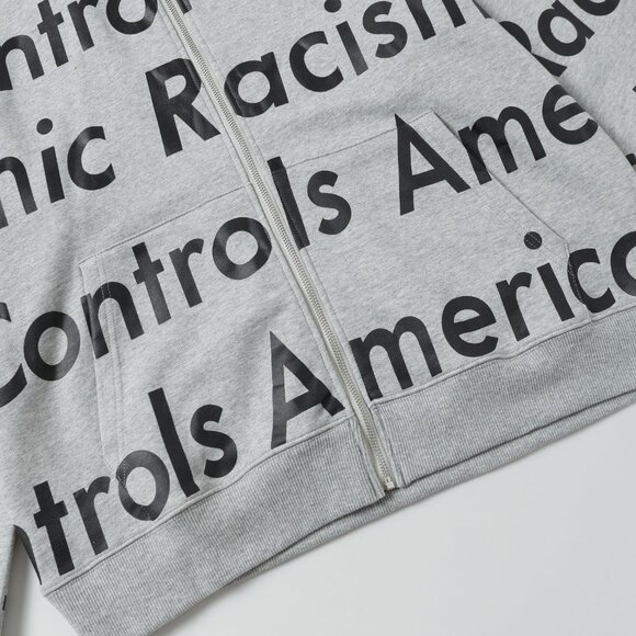 Denim Tears Grey Letter Zip-Up Hooded Jacket - Picture 6 of 8